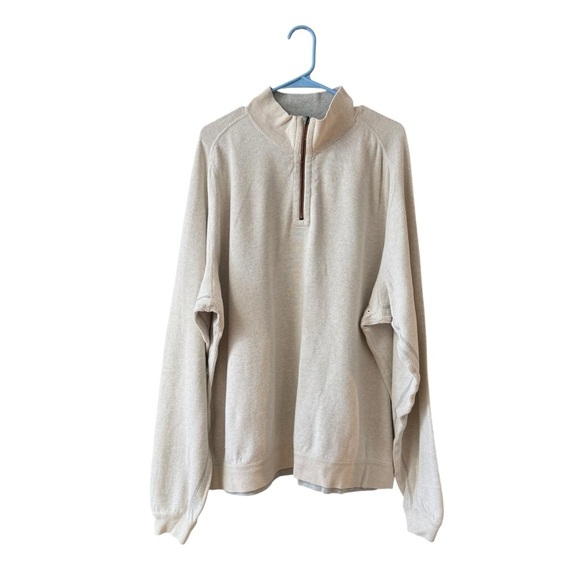 Tommy Bahama 1/4 Zip Sweater Size XXL Beige 100% Cotton Neutral Office Casual - Picture 1 of 9